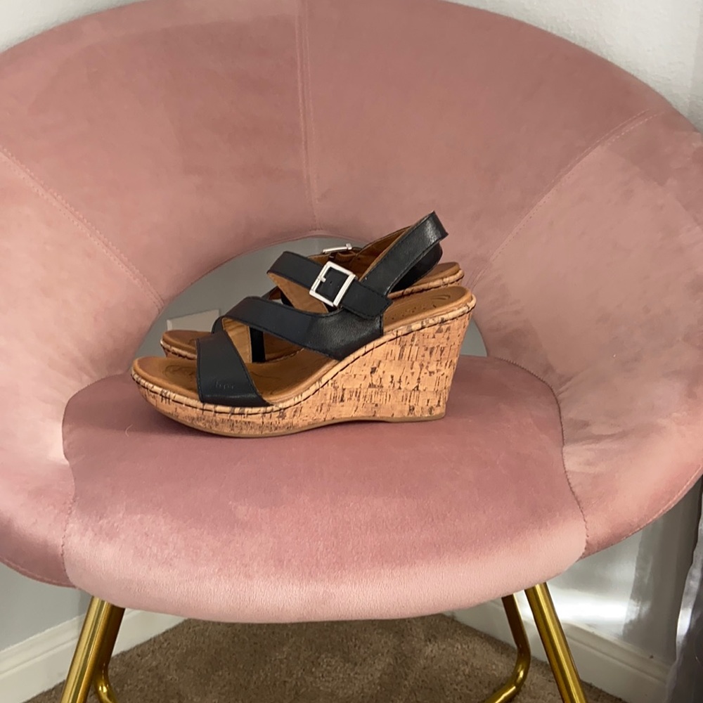 Famous Footwear BOC Black Strap Wedge Sandal